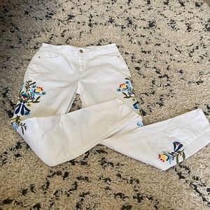 For the Republic Embroidered White Skinny Jeans